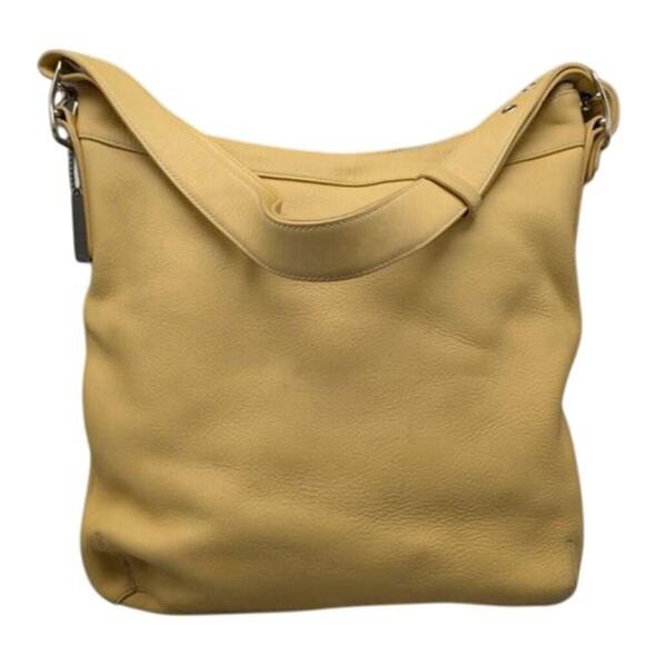 AUTH Coach Leather Hobo‎ Shoulder Bag - Yellow - Classic Slouchy Style - Picture 1 of 5